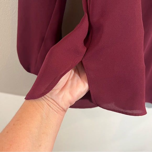 Maette long sleeve blouse women’s M asymmetrical cut ruffle lightweight casual - Picture 7 of 11